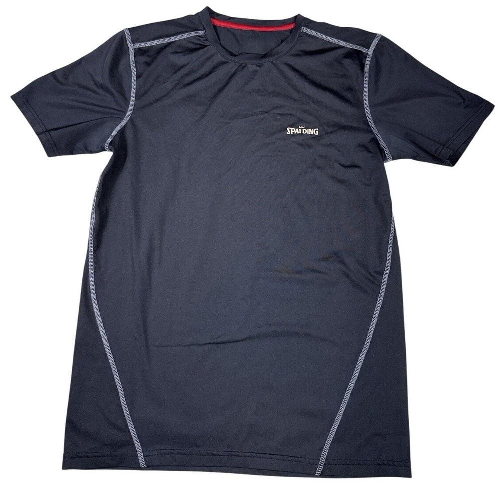 Spalding Mens Small Active Shirt Black Performance Tee Dry Fit No Tag *Read